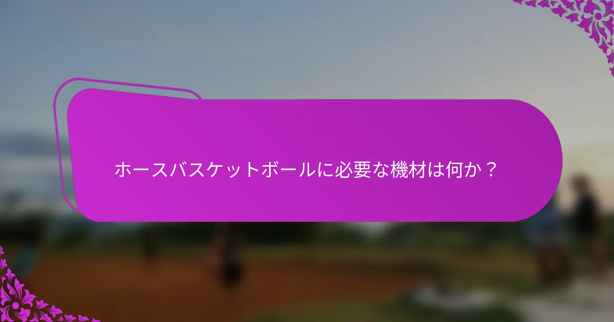 ホースバスケットボールに必要な機材は何か？