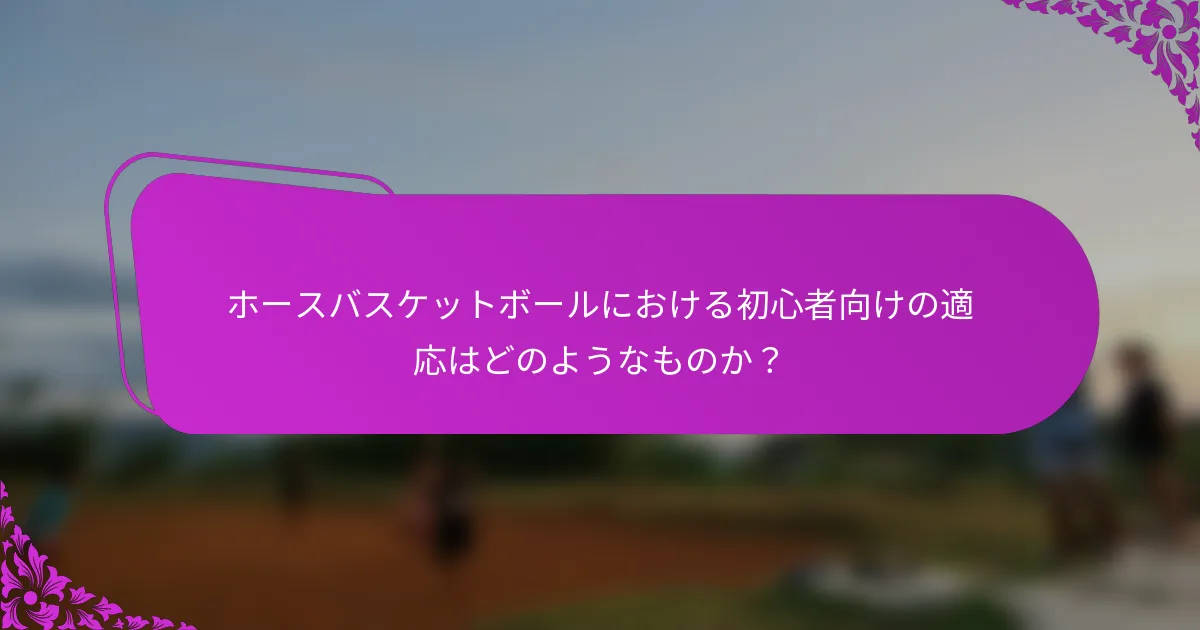 ホースバスケットボールにおける初心者向けの適応はどのようなものか？